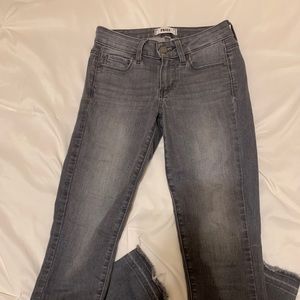 Paige washed grey skinny Jean w/ raw cute ankle